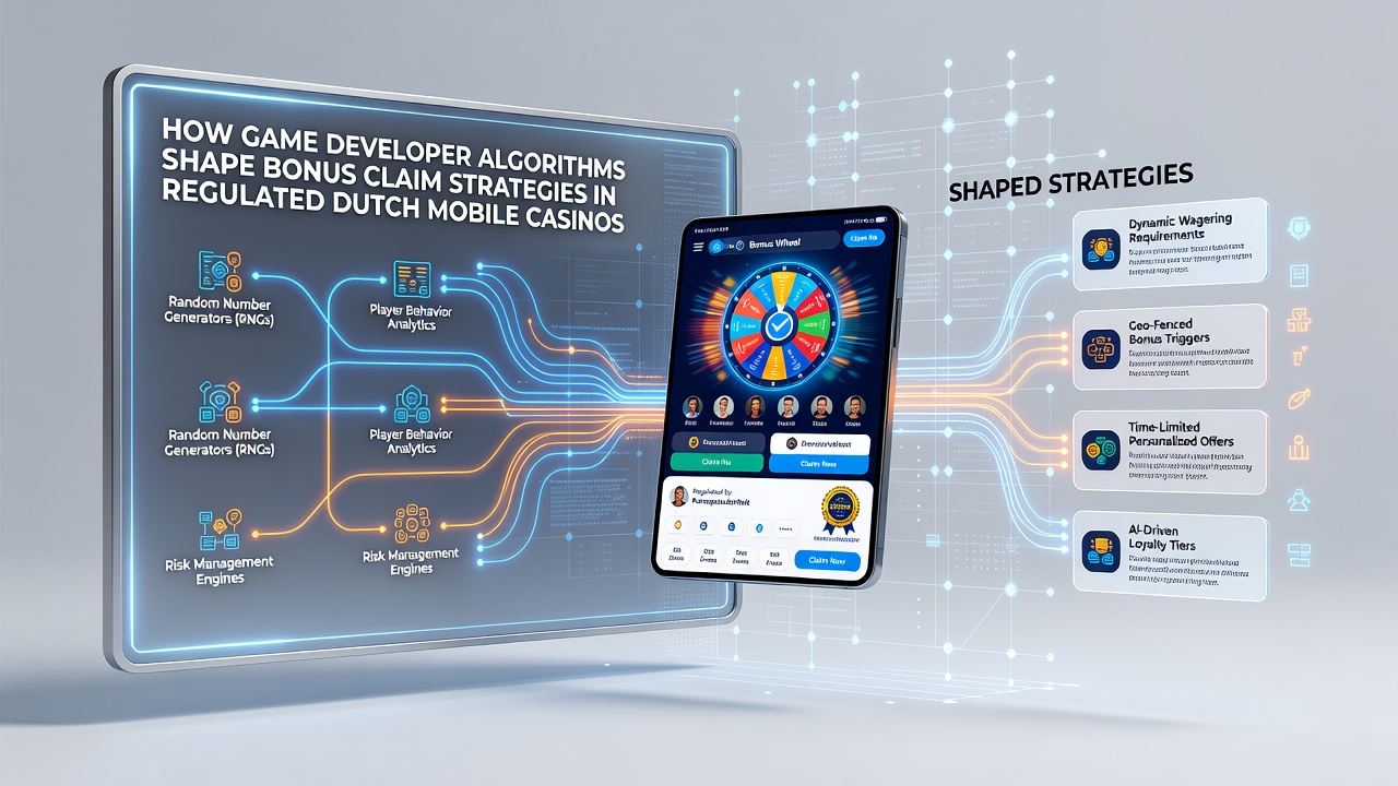 Diagram van algoritmische flows in Nederlandse mobiele casino bonusclaims